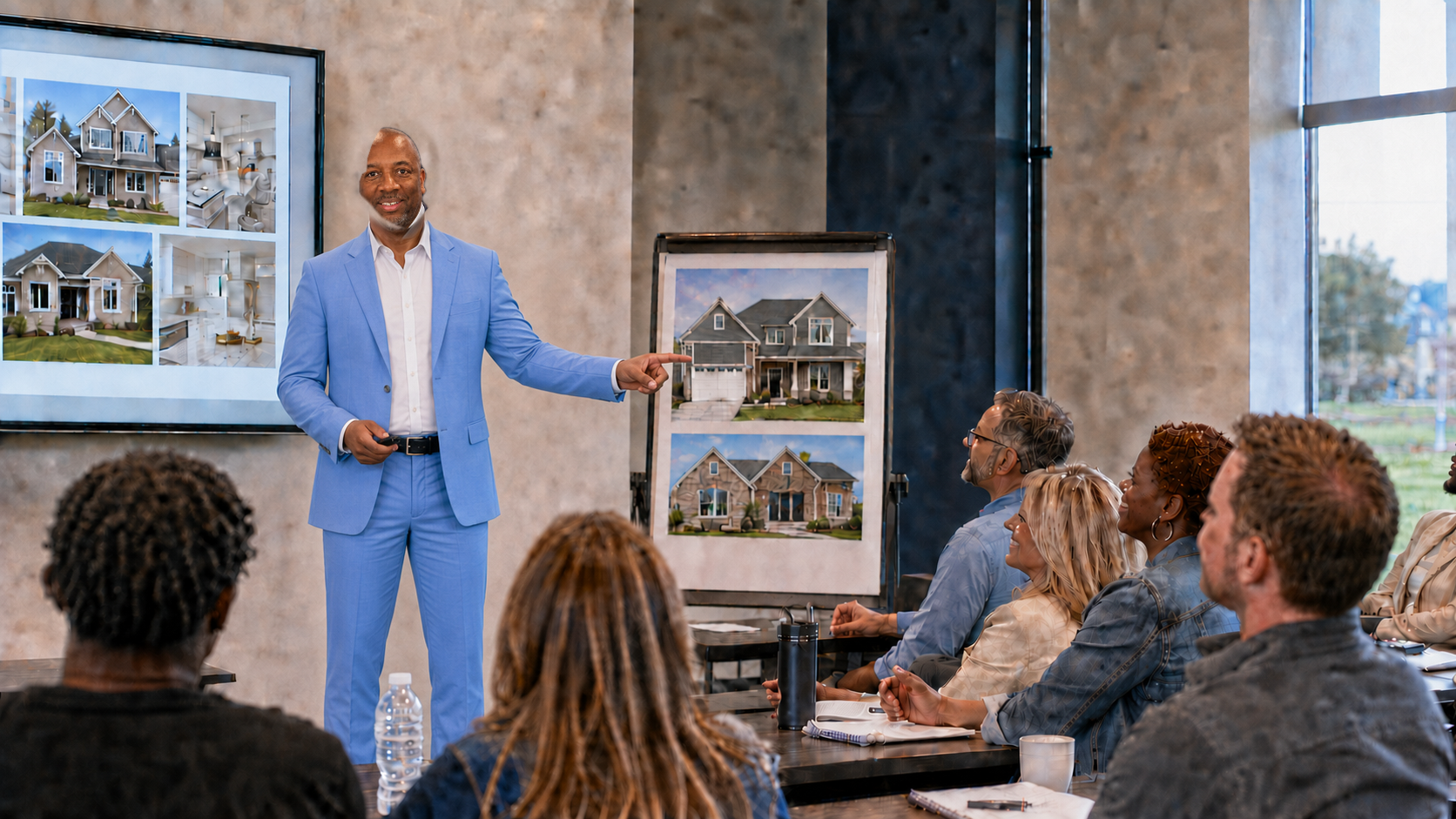 Kerry Austin presenting new-home opportunities to Realtors in a professional training setting